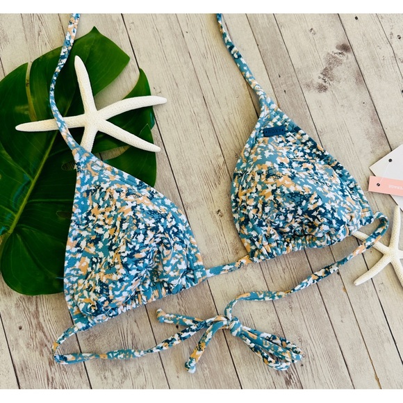 🔆 Roxy Printed Beach Classics Moderate Tiki Tri Bikini Top - Picture 4 of 7